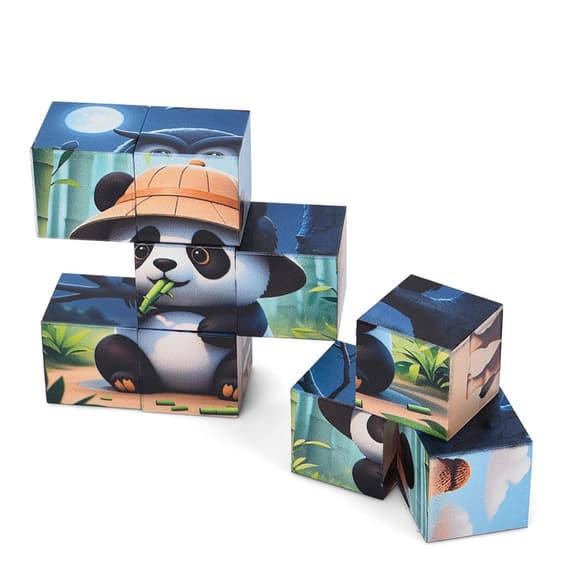 Дитячий магнітний кубік-пазл "Дикі тварини" CL325-2, 3 х 3 