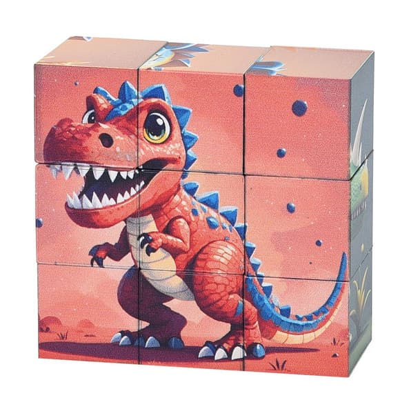 Дитячий магнітний кубік-пазл "Дракони-динозаври" CL325-1,  3 х 3 