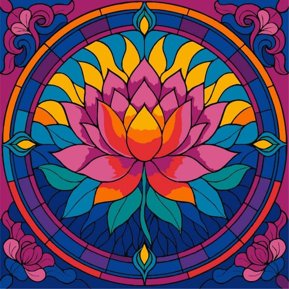 Картина по номерам "Витраж. Лотос" ©art_selena_ru KHO5167, 30х30 см