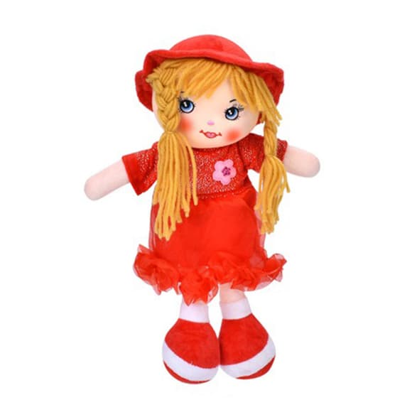 Детская игровая кук ла YG0009(Red) 33 см, мягконабивная, петелька          