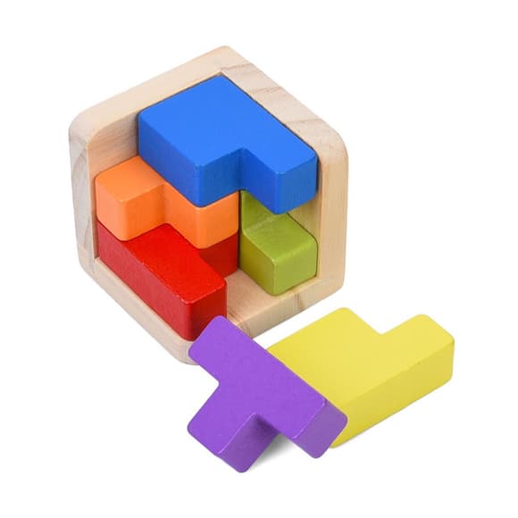 Деревянная Куб-головоломка MD 0758-4 подставка 6 элементов