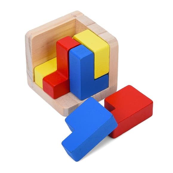 Дерев'яна куб-головоломка MD 0758-2 підставка 6 елементів