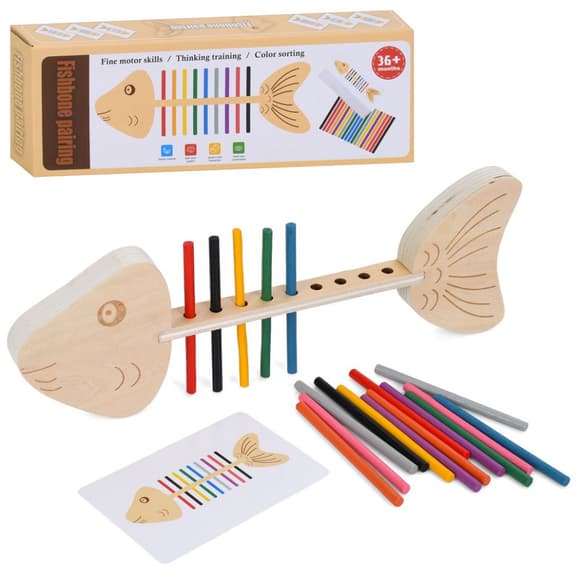 Деревянная игрушка сортер "Рыба" MD 0746 цветные палочки