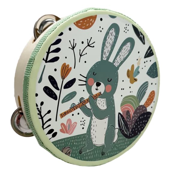 Дерев'яна іграшка Бубен "Зайчик" MD 0367-47 діаметр 15 см