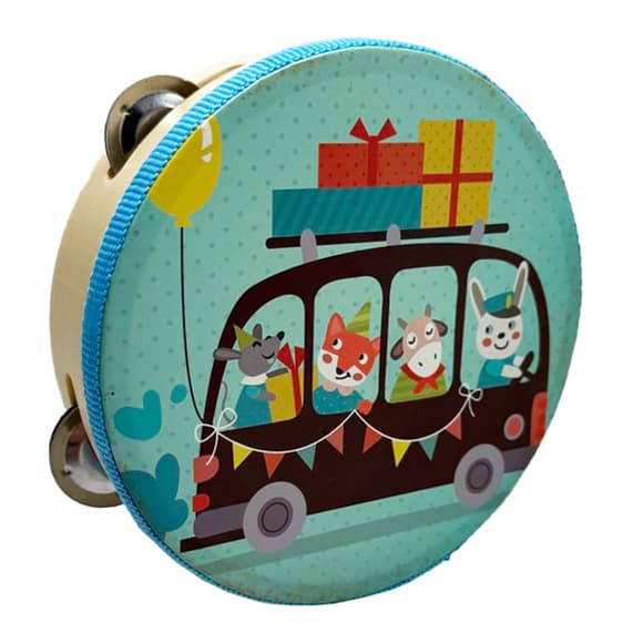 Деревянная игрушка Бубен "Животные в транспорте" MD 0367-46 диаметр 15 см