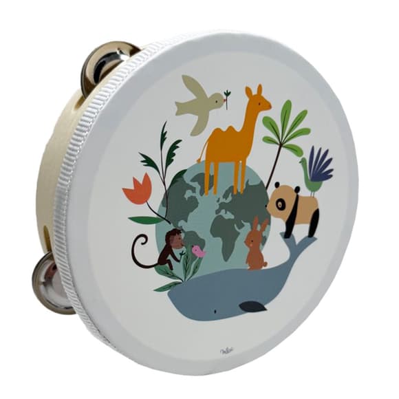 Дерев'яна іграшка Бубен "Дикі тварини" MD 0367-45 діаметр 15 см