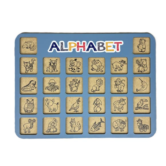 Дерев'яна абетка-вкладиш англійська "ALPHABET" 3240-03-002 синя 29х39 см