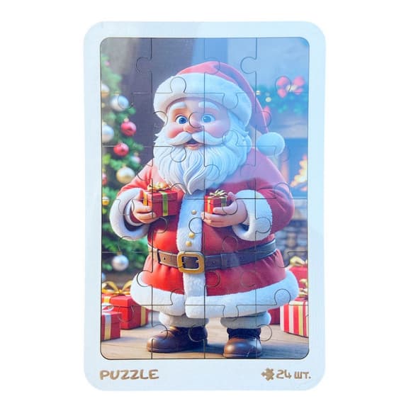 Новогодний пазл-вкладыш "Санта с подарками" 3240-19-004, 16х22 см