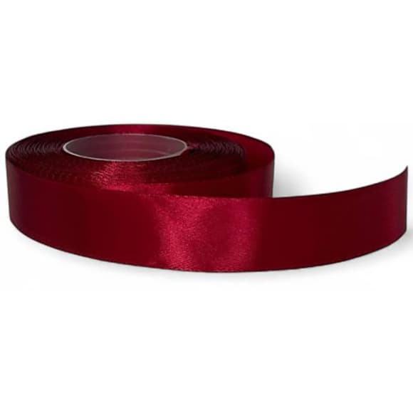 Атласна стрічка для рукоділля АБ-124, 0.6 см x 23 м, Бордовий 