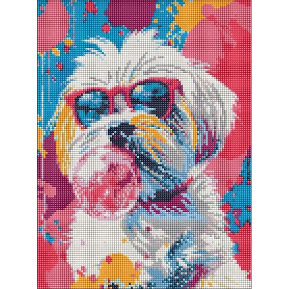 Алмазная мозаика "Дерзкий пес в розовом" ©art_selena_ua AMO20097, 30х40 см