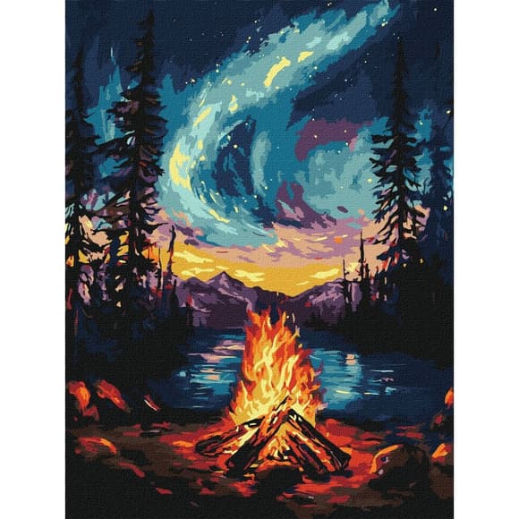 Картина по номерам "Северное сияние" KHO6361 с металлизированными красками, 30х40 см