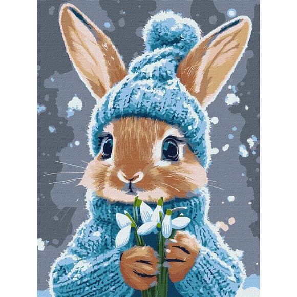 Картина по номерам "Кролик с подснежниками" ©art_selena_ua KHO6751, 30х40 см