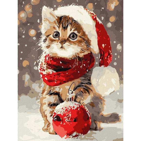 Картина по номерам "Котенок и новогоднее украшение" ©art_selena_ua KHO6845, 30х40 см