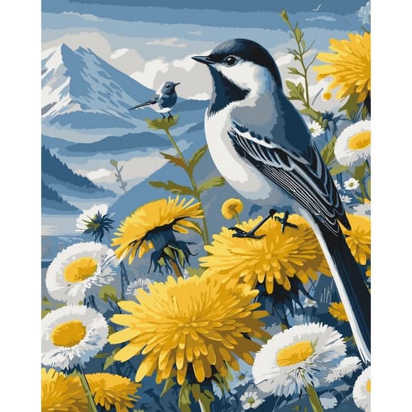 Картина по номерам "Птички в одуванчиках" ©arttem_illustration 13158-AC 40х50 см