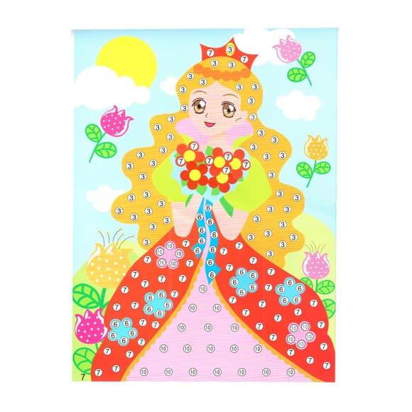 Дитяча мозаїка за номерами "Принцеси" 13-126-11 різнокольорові камінчики