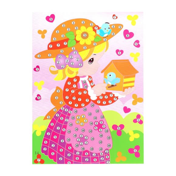 Дитяча мозаїка за номерами "Дівчинка" 13-126-13 різнокольорові камінчики