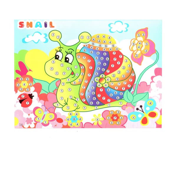 Дитяча мозаїка за номерами "Равлик" 13-126-14 різнокольорові камінчики