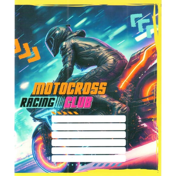 Тетрадь ученическая "Мотокрос" 012-500103K-1 в клетку, 12 листов (959050)