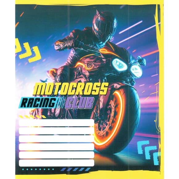 Тетрадь ученическая "Мотокрос" 012-500103K-2 в клетку, 12 листов (959050)