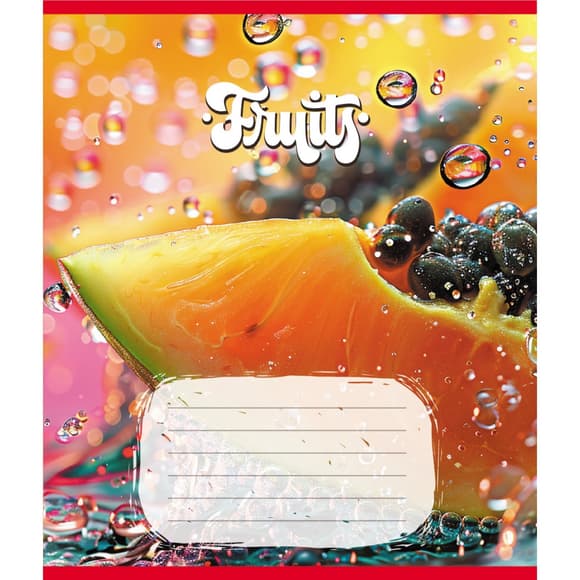 Тетрадь ученическая "Фрукты" 012-500028K-5 в клетку, 12 листов (959050)