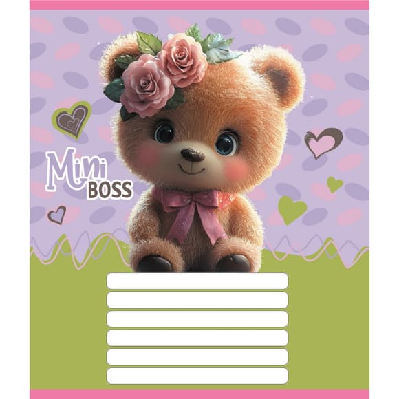 Зошит учнівський "Міні ведмедики" 012-510157C-4 в косу лінію, 12 аркушів (959051)