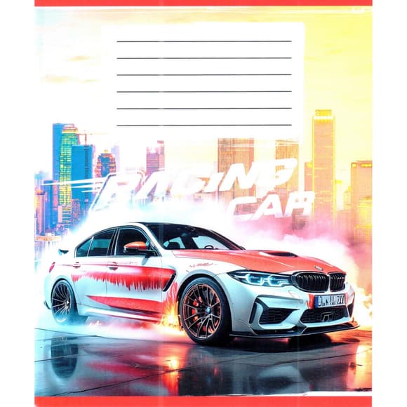 Тетрадь ученическая "Авто в дыму" 036-580051L-1 в линию, 36 листов (959057)