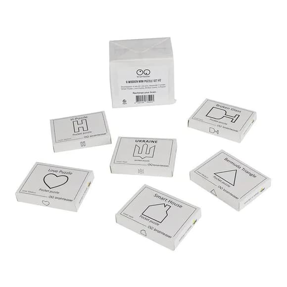 Набір дерев'яних головоломок "Wooden mini puzzle set #2" set2en 6 штук