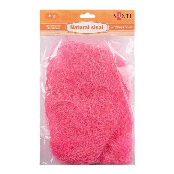 Декоративный наполнитель Сизаль 742785 натуральный, 30 грамм, розовый