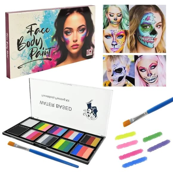 Дитячий набір аквагриму Cel-2503 палетка, пензлик, 10 кольорів