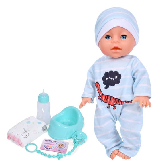 Детская игрушка Пупс YL2435A-2 33 см, пьет, звуковые эффекты, аксессуары в наборе