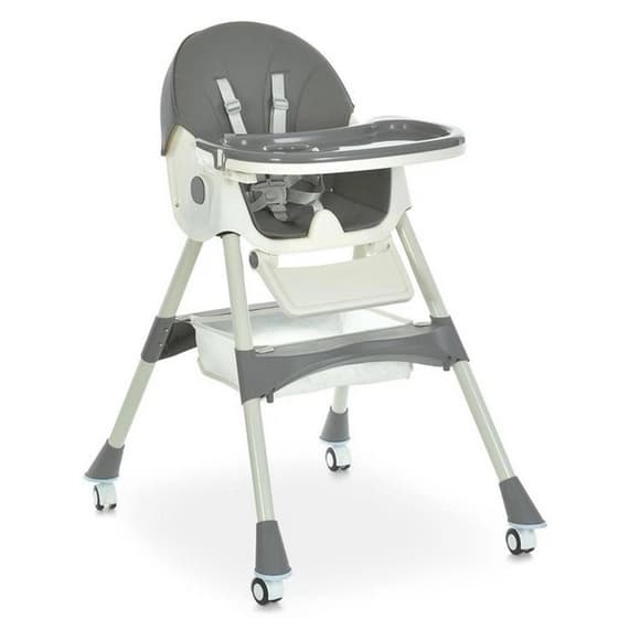 Стульчик для кормления M 6302 Gray складной, 5-ти точечные ремни