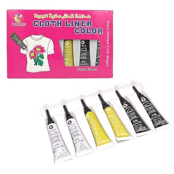 Набір фарб для одягу Dozen DSCN0673, 12 мл 6 шт