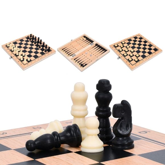 УЦІНКА! Набір настільних ігор "Шахмати 3 в 1" Bambi MQ005-UC дерев'яні