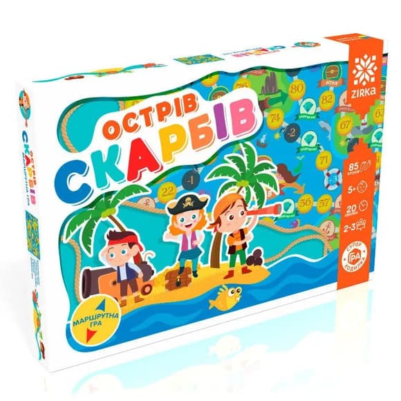 УЦІНКА! Настільна гра-бродилка "Острів скарбів" ZIRKA 76640-UC ігрове поле, кубик та 3 фішки