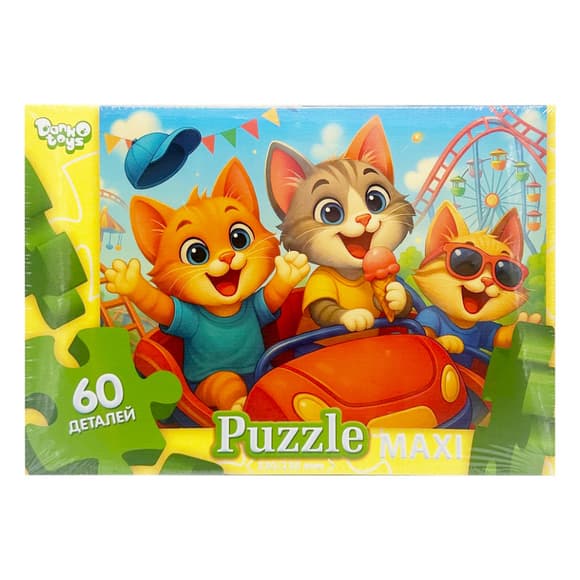 Дитячі пазли-максі "Котики в парку розваг" Mx60-12-12, 60 елементів