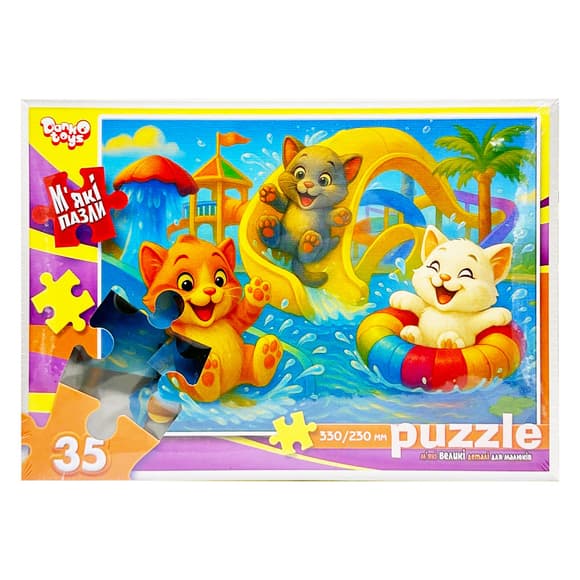 Детские мягкие пазлы "Котики в аквапарке" S35-11-07, 35 элементов