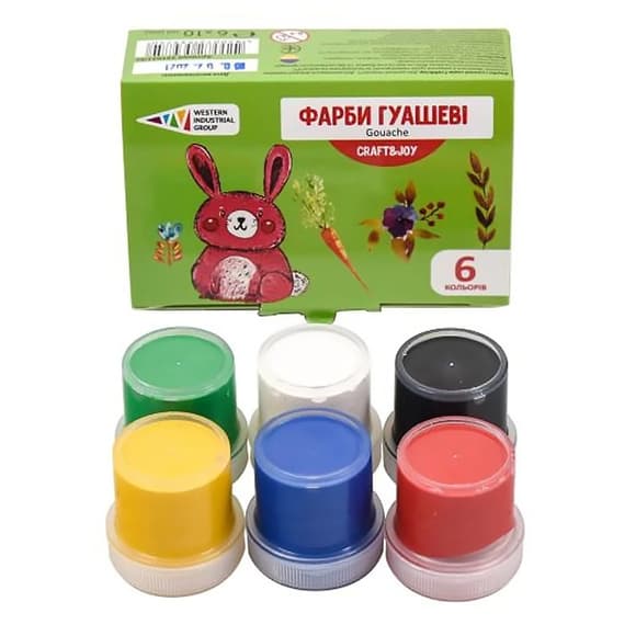 Дитячі гуашеві фарби "Graft&Joy" 221031/Cr 6 кольорів, по 10 мл