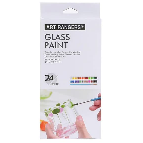 Набір фарб для скла GAS2415, 15 мл, 24 кольори, 3 пензлика
