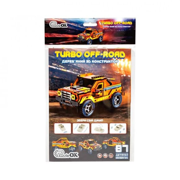 Деревянный 3D конструктор "Turbo off-road" Puz-00972, 87 деталей