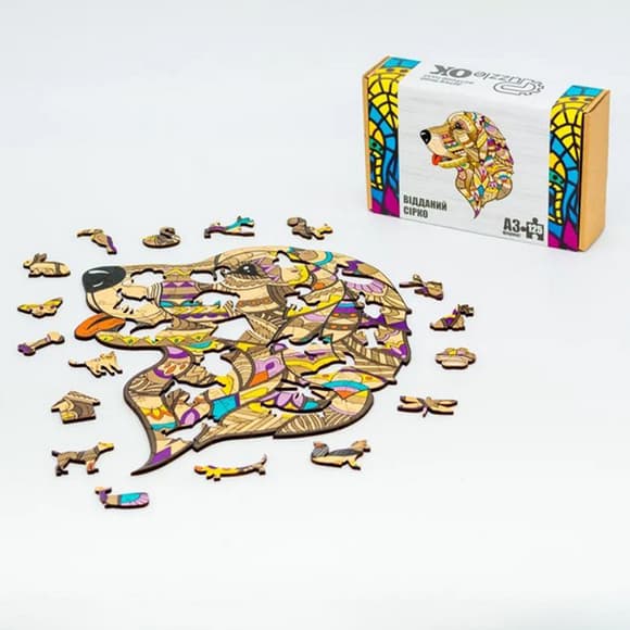 Фигурный деревянный пазл "Преданный Серко" PuzA3-03519, 125 деталей