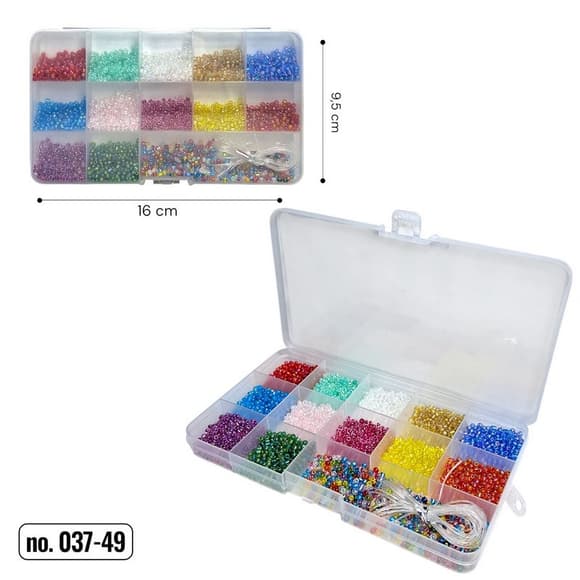 Набор бисера для создания украшений 037-49 в боксе, леска в комплекте