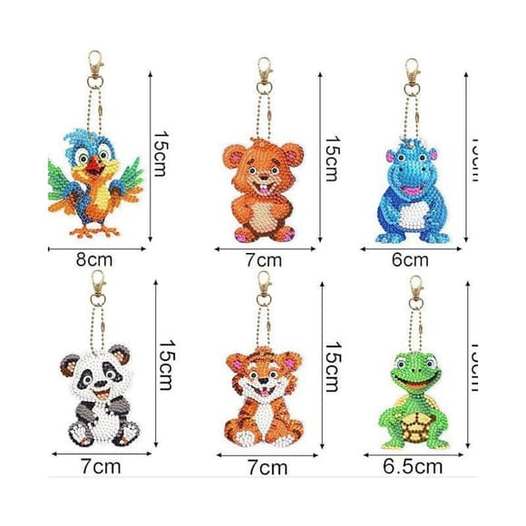 Набор брелков для алмазной мозаики "Животные" BR32, 6 штук