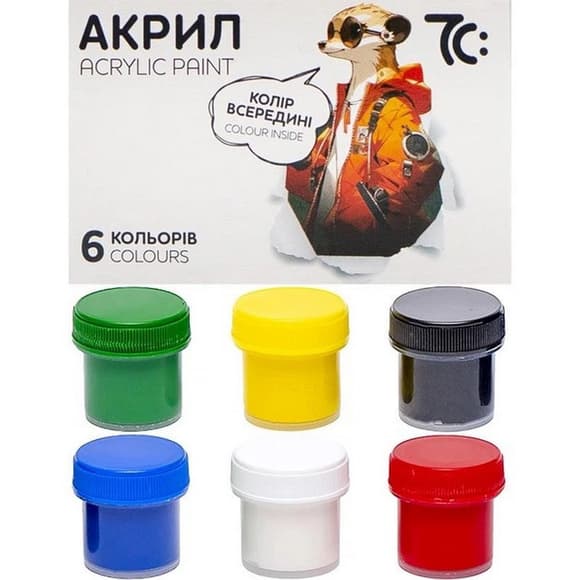 Детский набор акр иловых красок 7C50601 6 цветов, по 10 мл