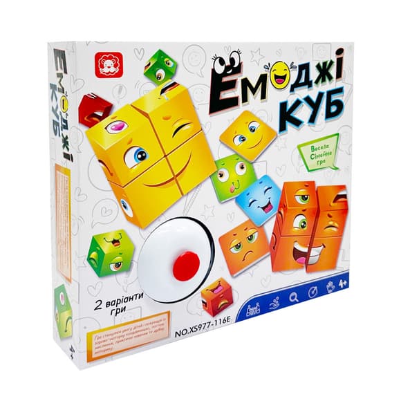 Сімейна нас тільна гра "Емоджі куб" XS977-116E 16 кубиків, 48 карток