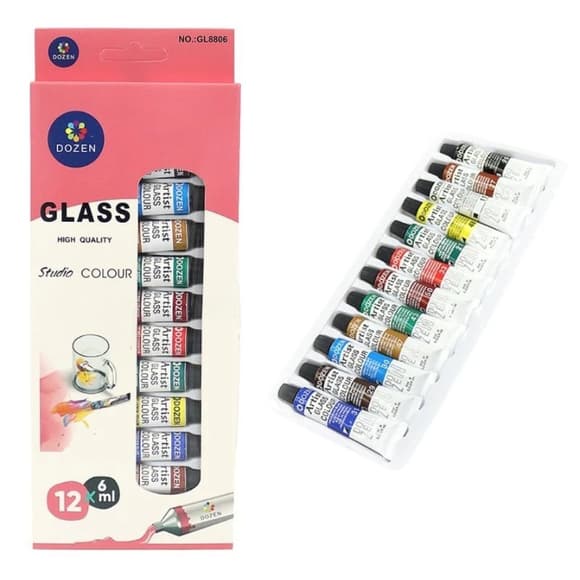 Набір фарб для розпису по склу "Dozen" DSCN0694, 12 кольорів 