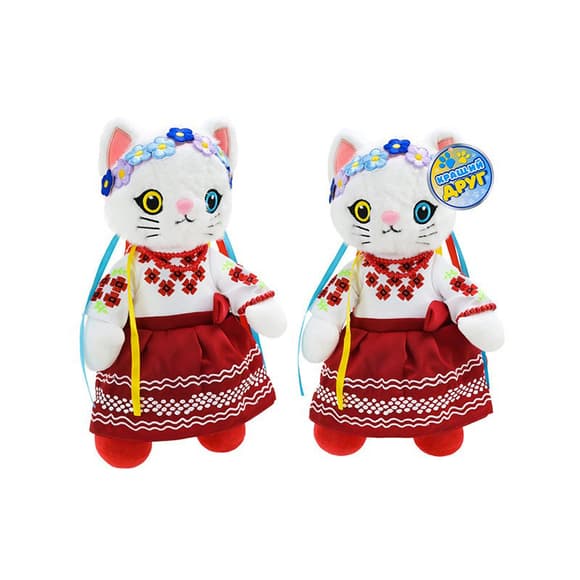 Детская мягкая игрушка "Кошка украиночка" PL8242ua традиционное платье, 31 см
