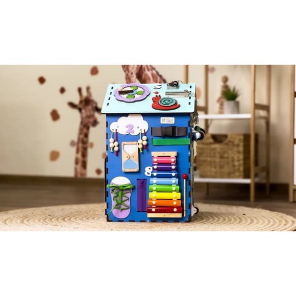 Развивающая игрушка Бизикуб "Дом" TG200222 голубой, 55х30х30 см