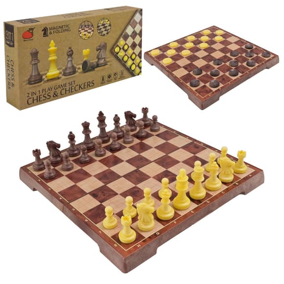 Набор настольных игр "Магнитные шахматы, шашки" 2 в 1 2258, 24х24х2,5 см