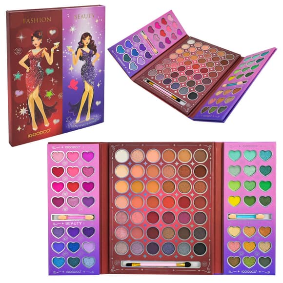 Детская палетка теней для век IG3078, 84 цвета, кисточка, аппликаторы