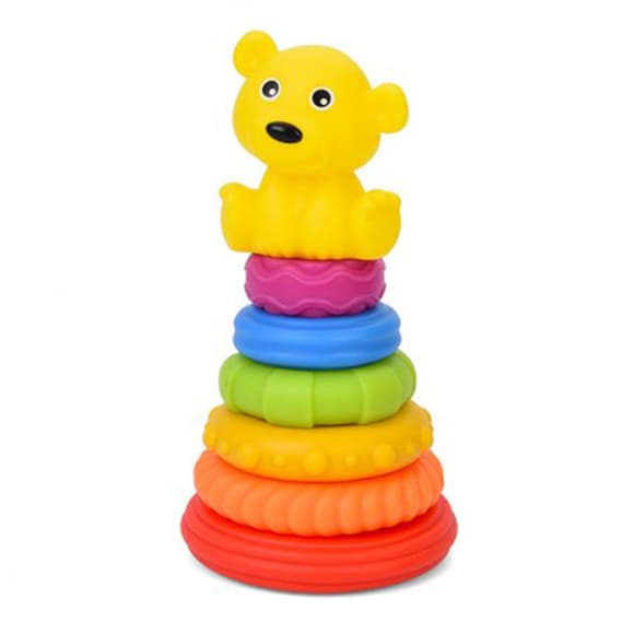 Дитяча іграшка "Пірамідка Ведмедик" 638-112(Yellow) 18,5 см, 6 кілець